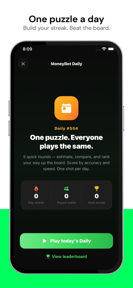 MoneyBot Mobile lesson screen